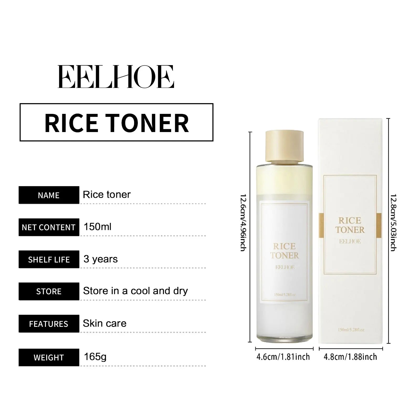 EELHOE Rice Water Toner – 150ml Moisturizing & Pore-Refining Facial Toner