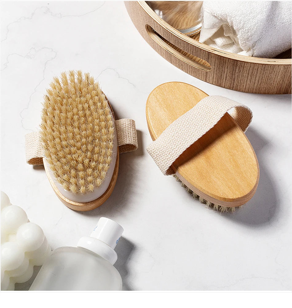 Exfoliating Wooden Body Brush with Natural Bristles