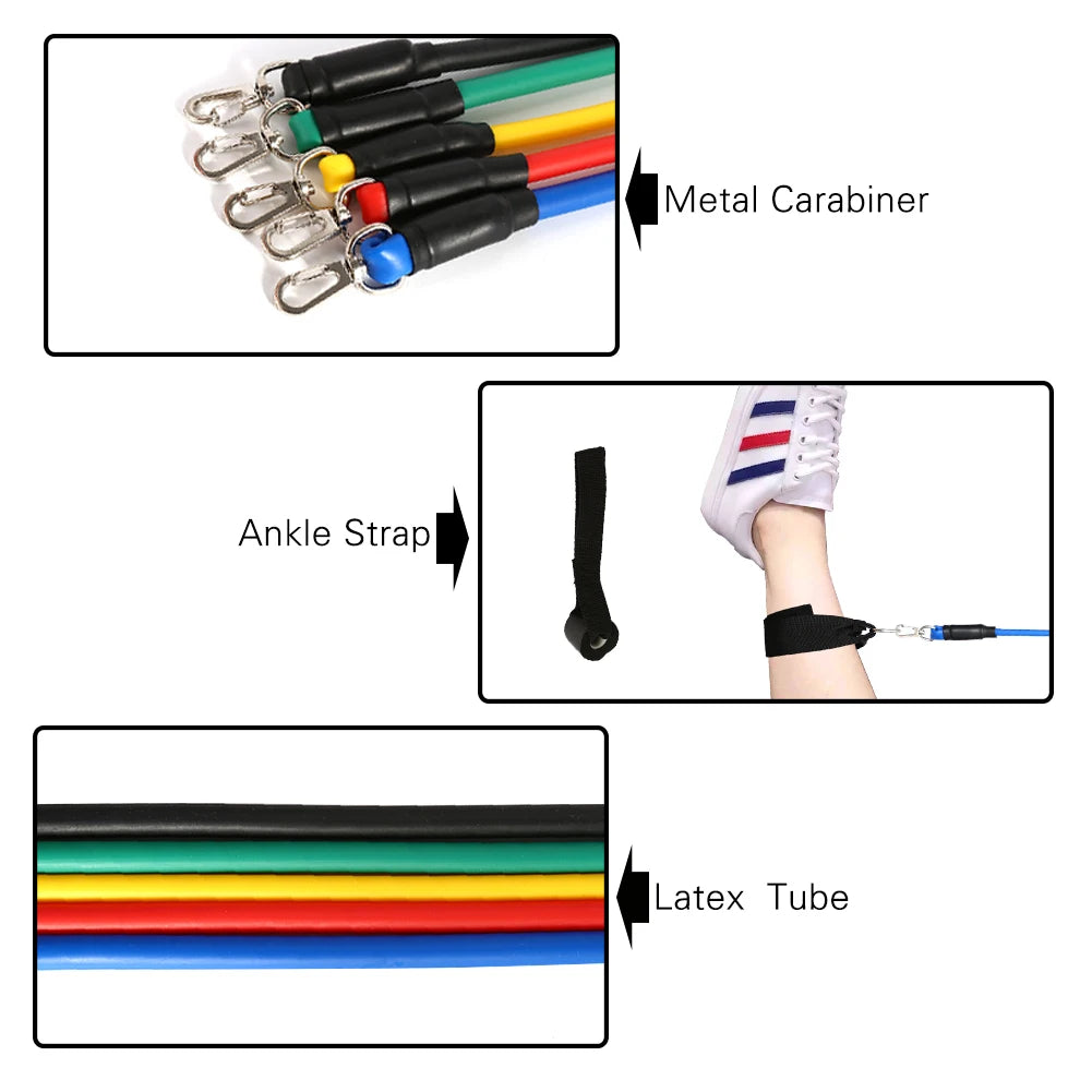11-Piece Resistance Band Set – Workout Bands for Home, Yoga, Pilates & Fitness