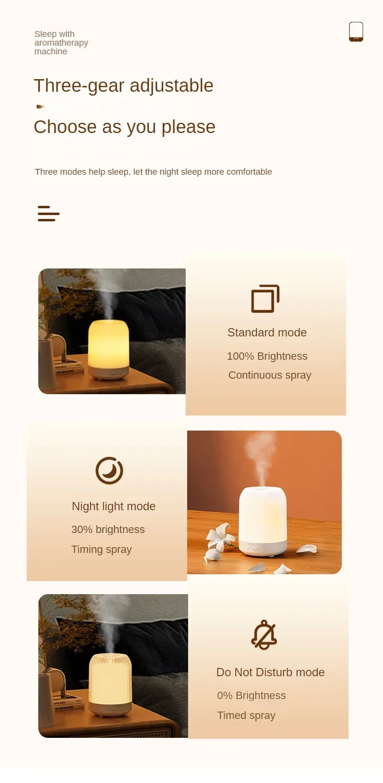 Essential Oil Diffuser with Night Light – Aromatherapy & Humidifier for Home