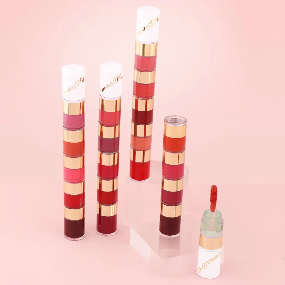 5-in-1 Matte Lipstick Set – Velvet Lip Tint & Gloss Combo