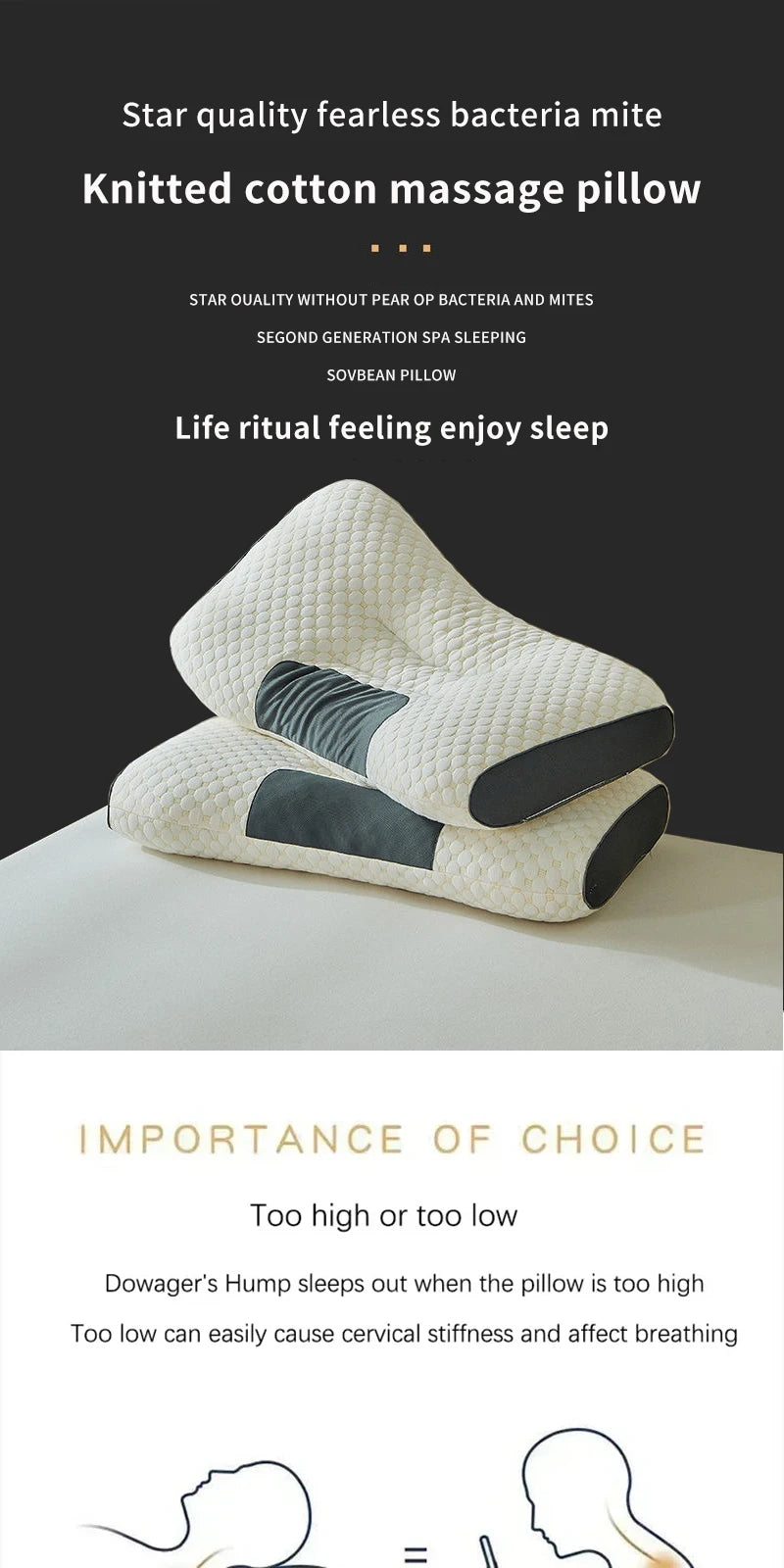 Orthopedic Cervical Neck Pillow – Soybean Fiber Sleep & Massage Support