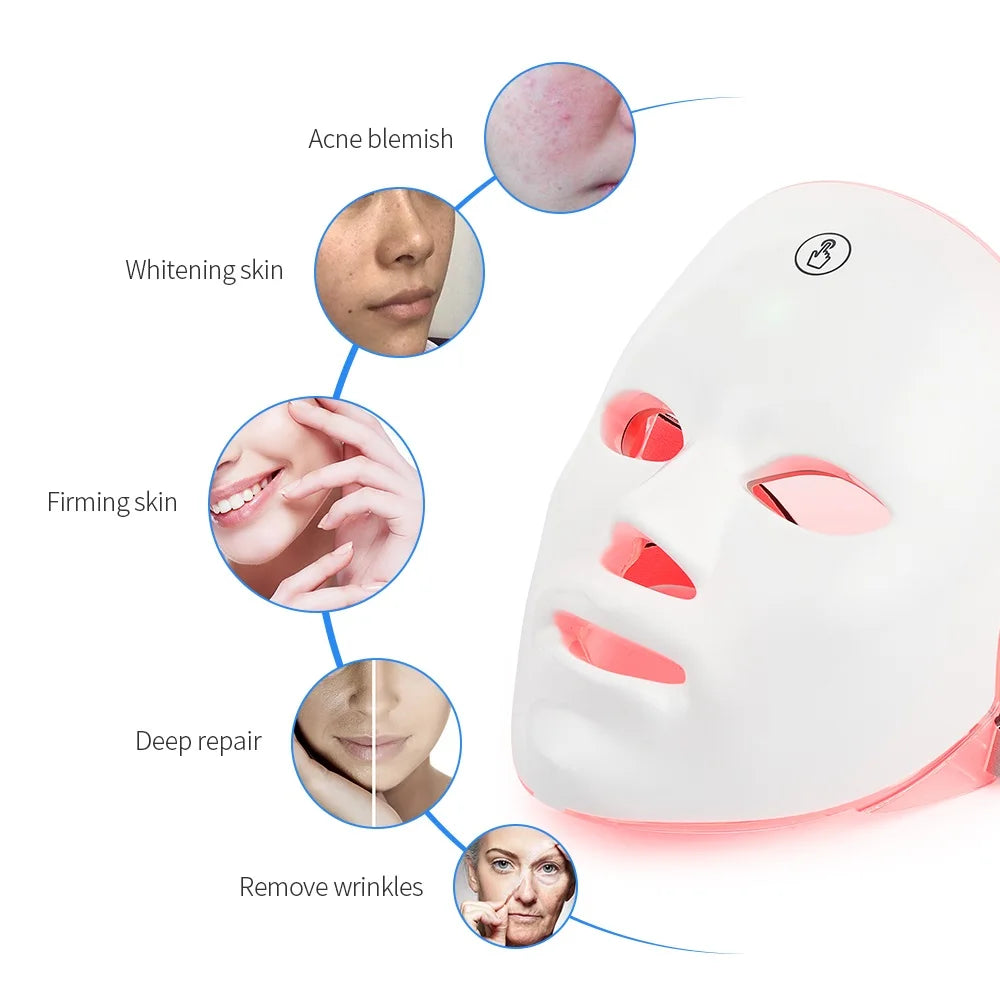 Rechargeable 7-Color LED Facial Mask – Skin Rejuvenation & Acne Treatment
