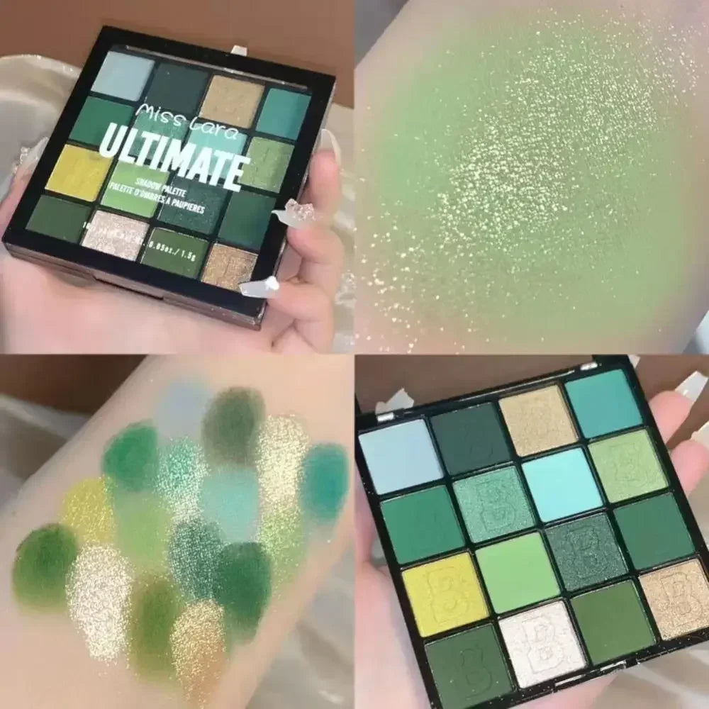 16-Color Matte & Shimmer Eyeshadow Palette – High-Pigment & Waterproof