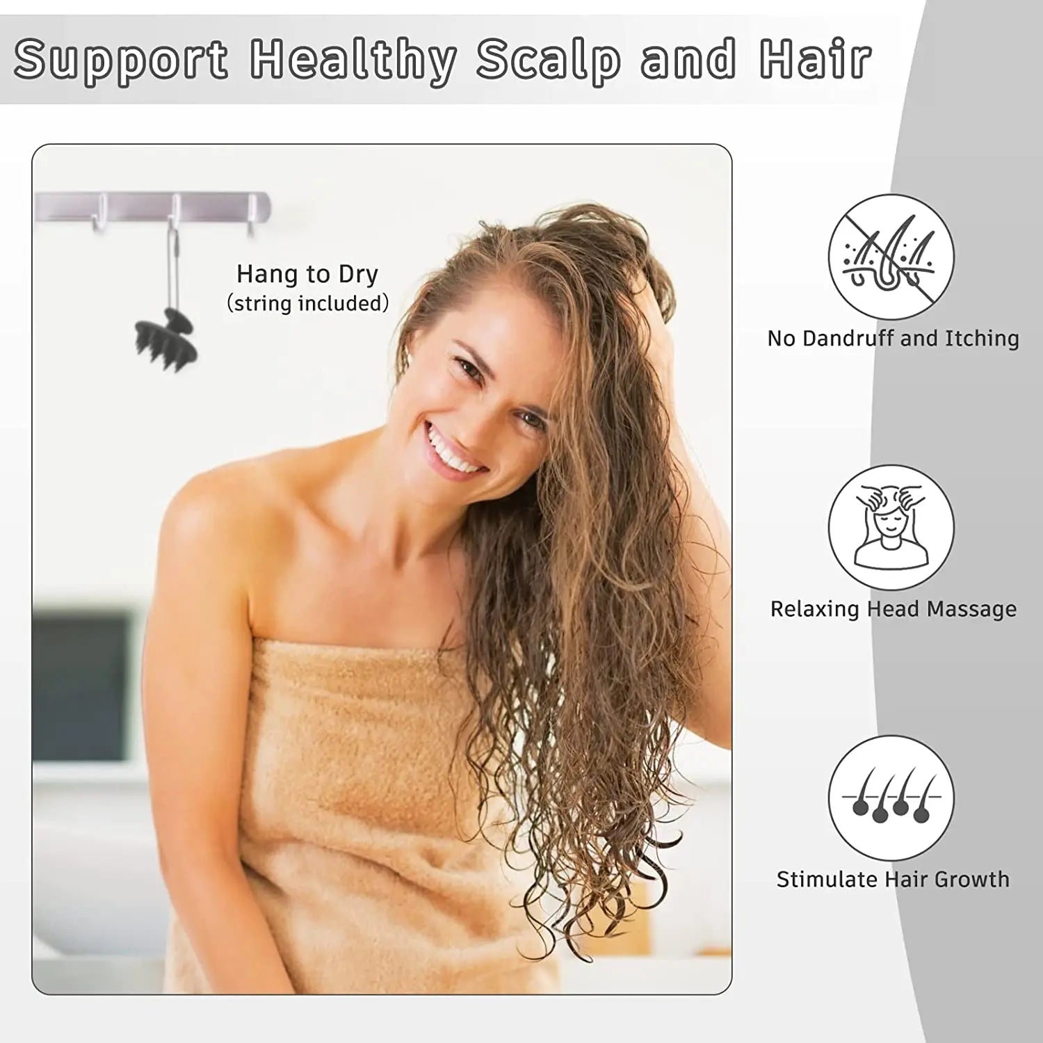 Silicone Scalp Massager Brush for Thick & Curly Hair
