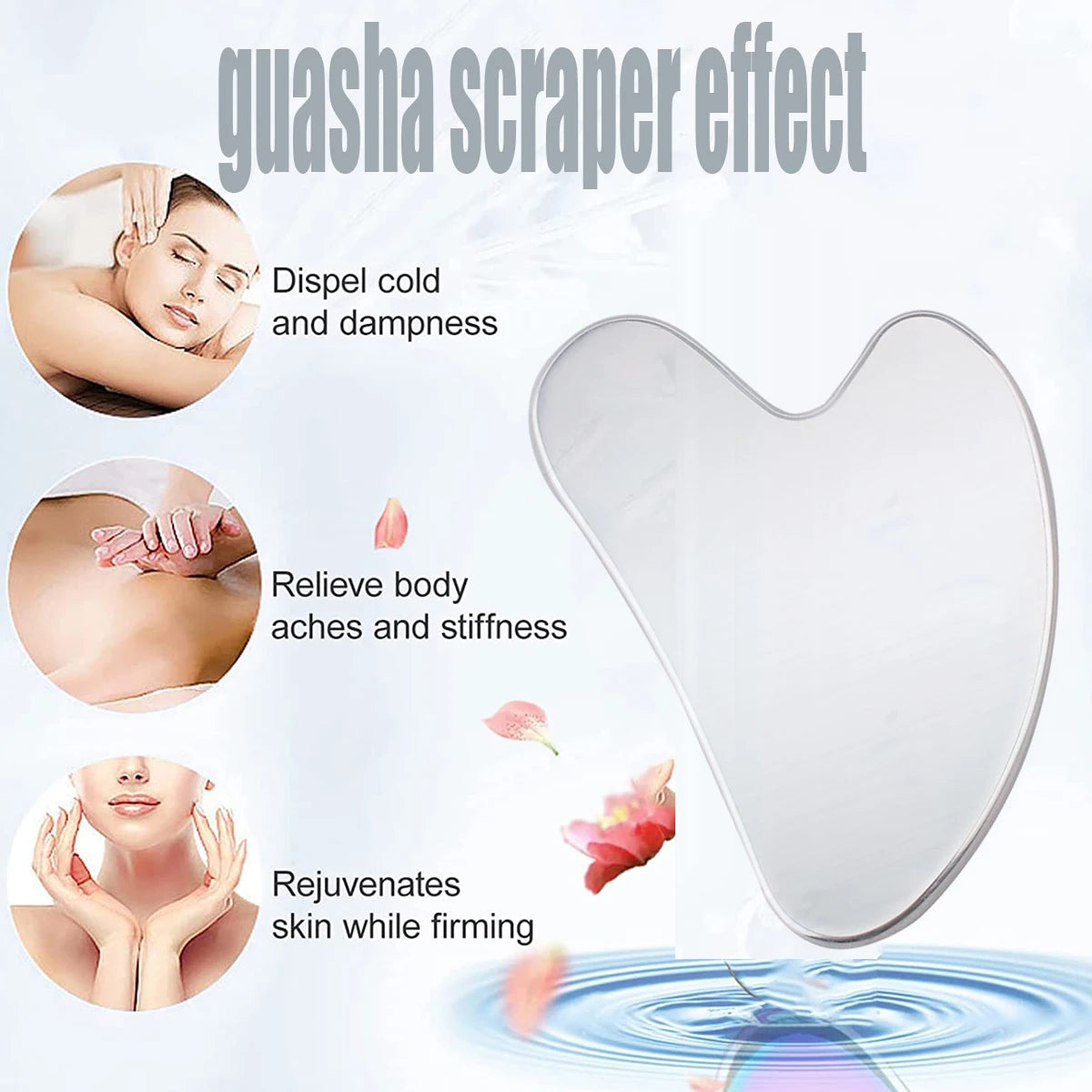 Stainless Steel Gua Sha Scraper – Face & Body Massage Tool