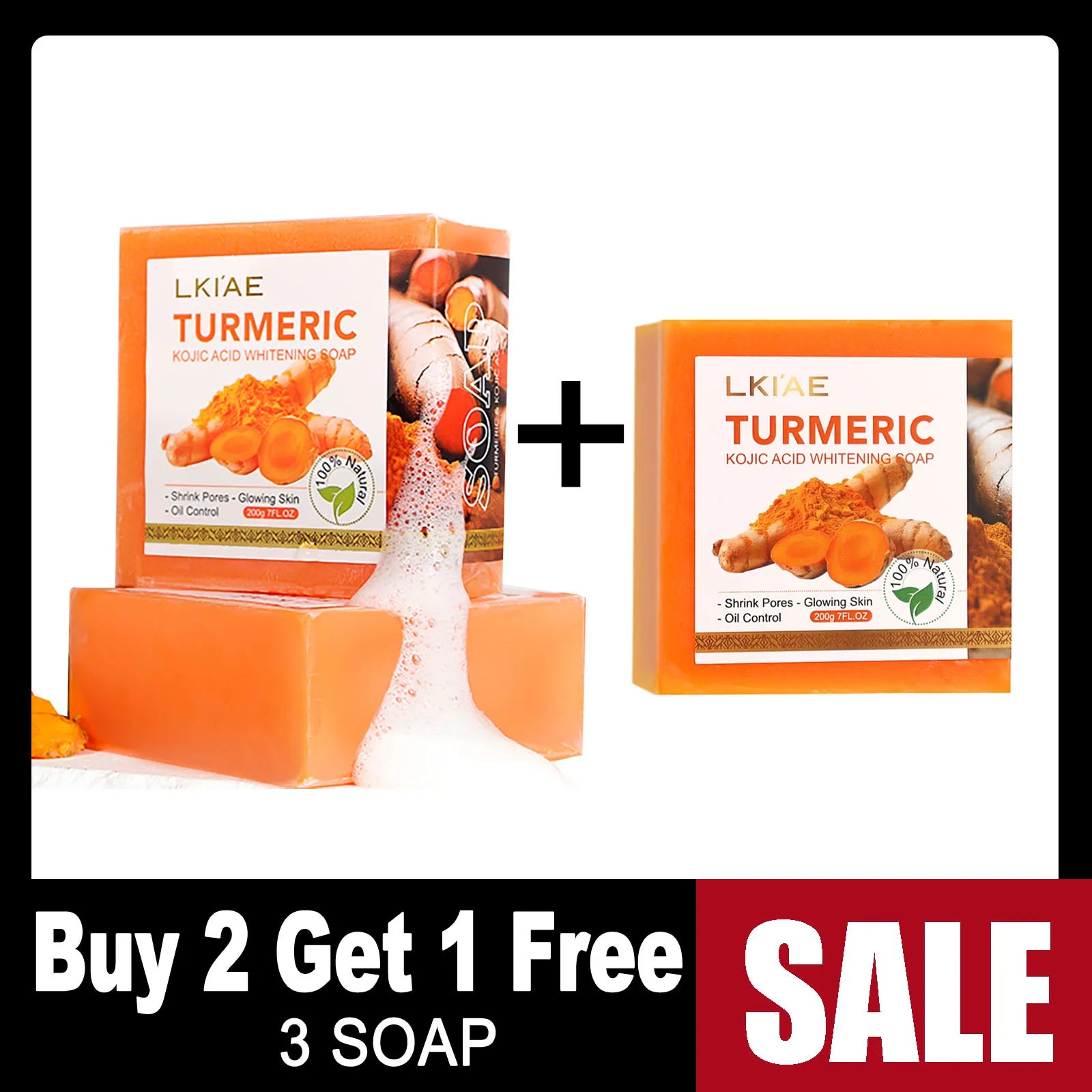 Natural Turmeric Body Wash – Brightening & Deep Cleansing Soap Bar 2 for 1
