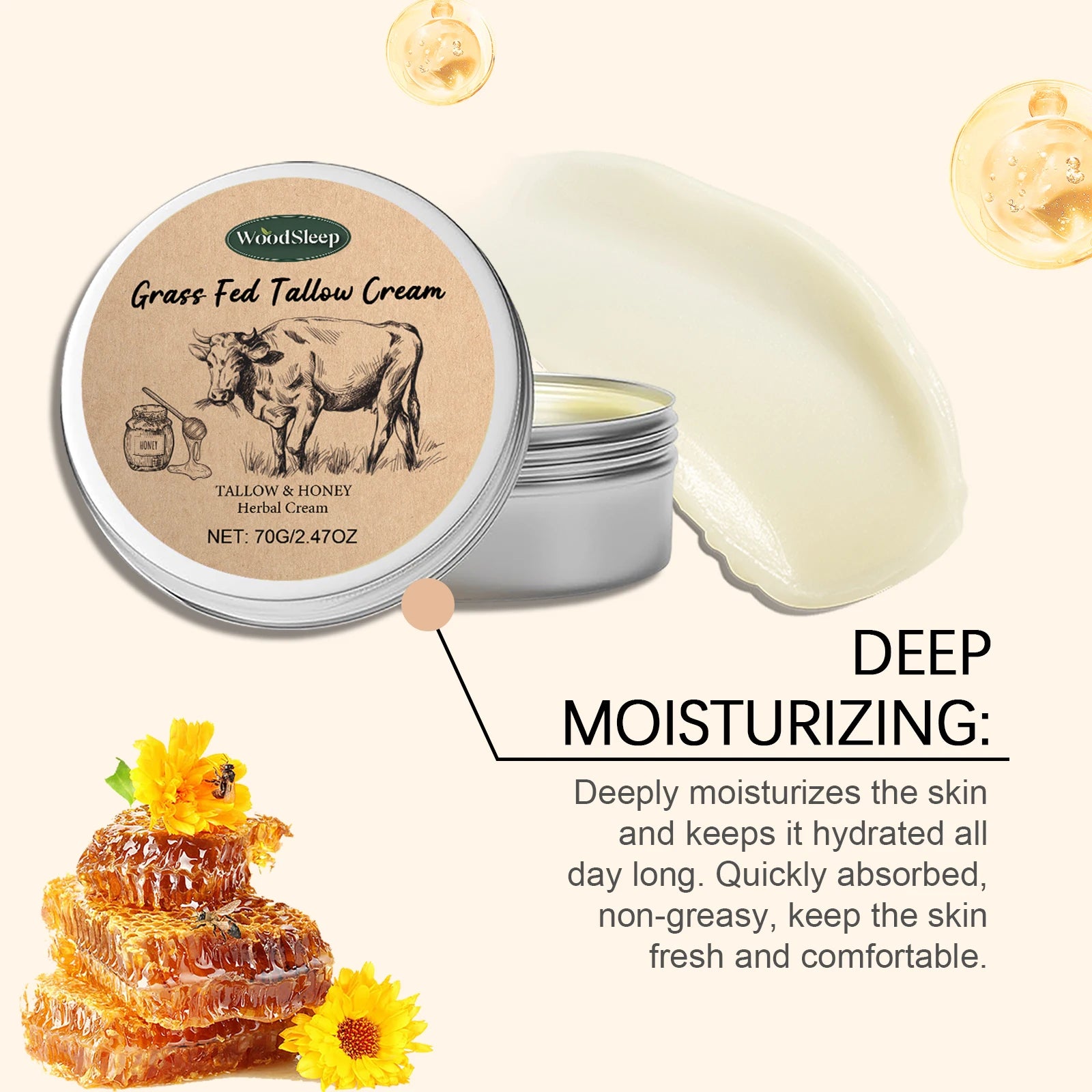 Beef Tallow Balm – Nourishing Moisturizer for Dry & Damaged Skin