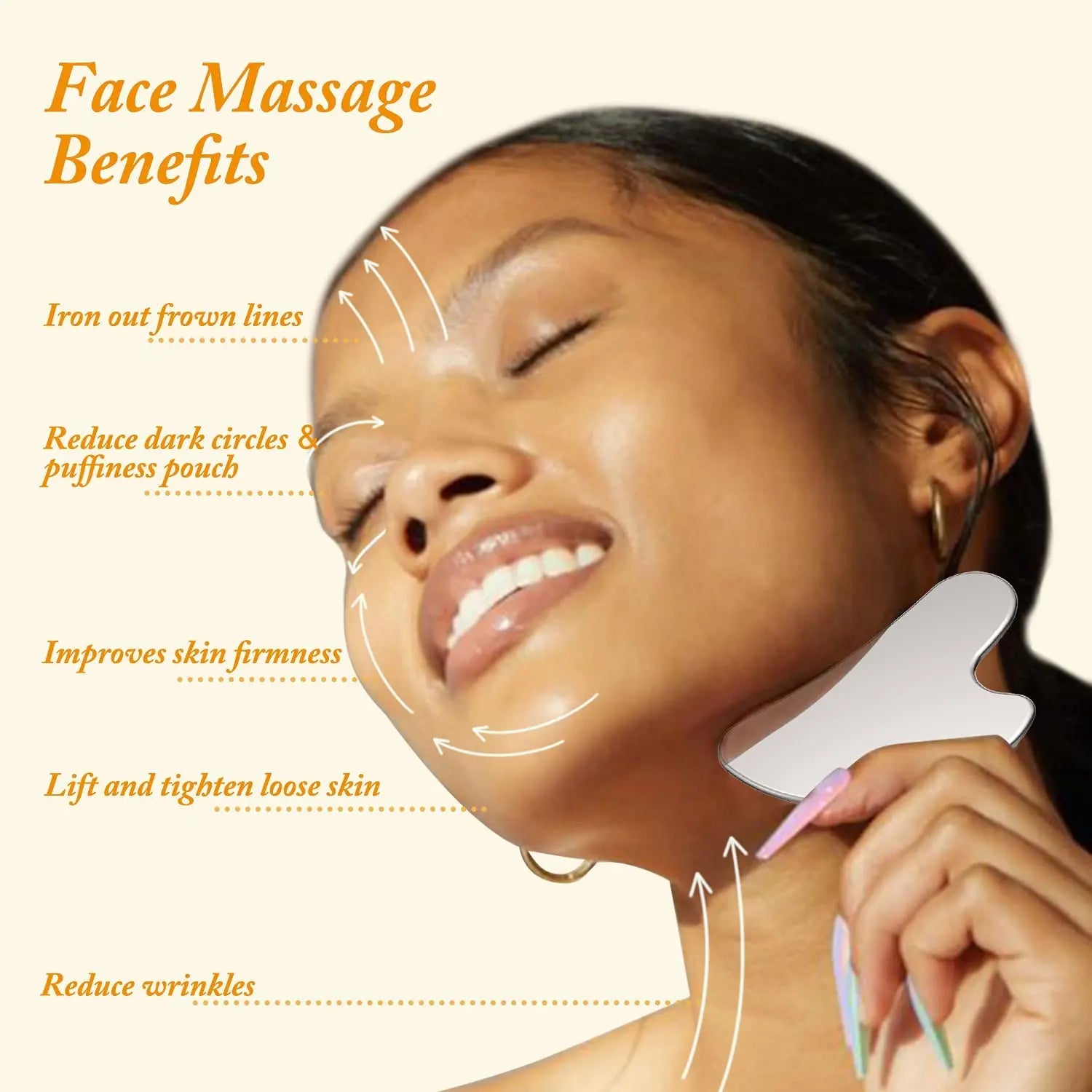 Stainless Steel Gua Sha Scraper – Face & Body Massage Tool