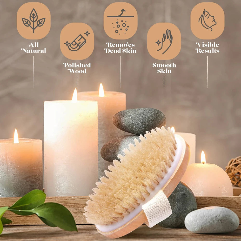 Exfoliating Wooden Body Brush with Natural Bristles