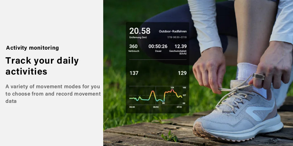 Smart Ring Heart Rate & Oximeter Monitor – IP68, Multi-Sport for Android & iOS