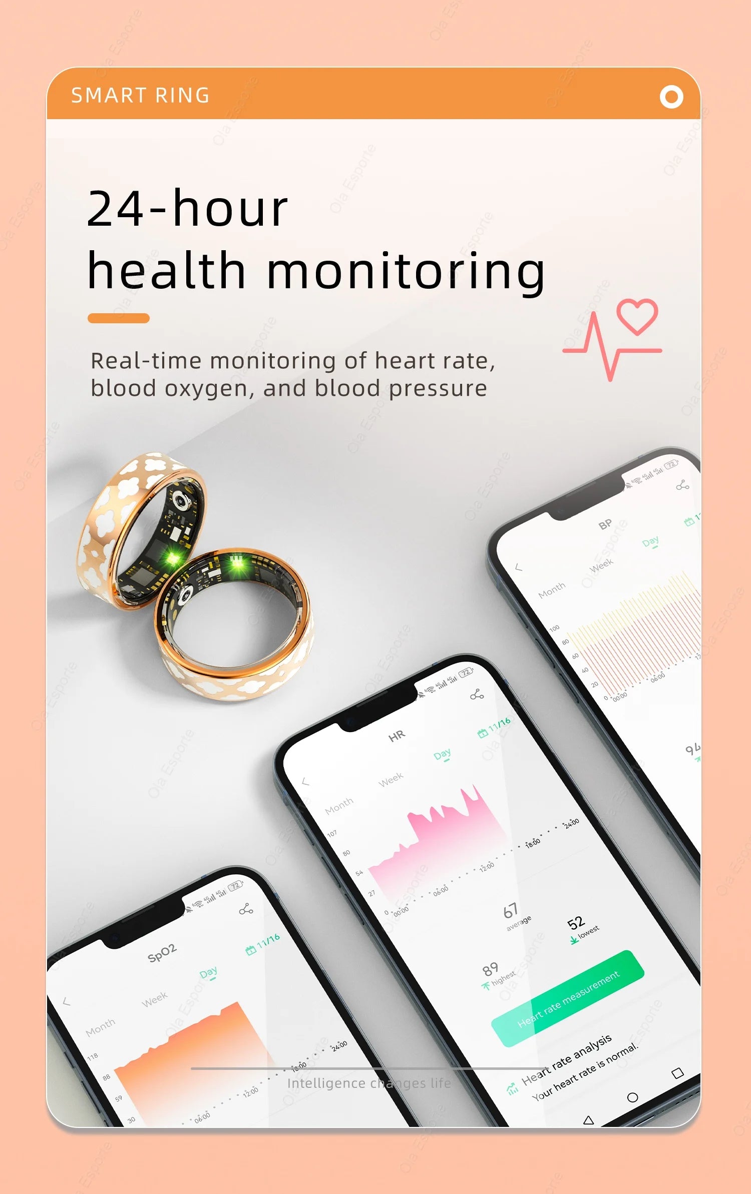 Smart Ring for Xiaomi – Heart Rate, SpO2 & Sleep Monitor Fitness Tracker