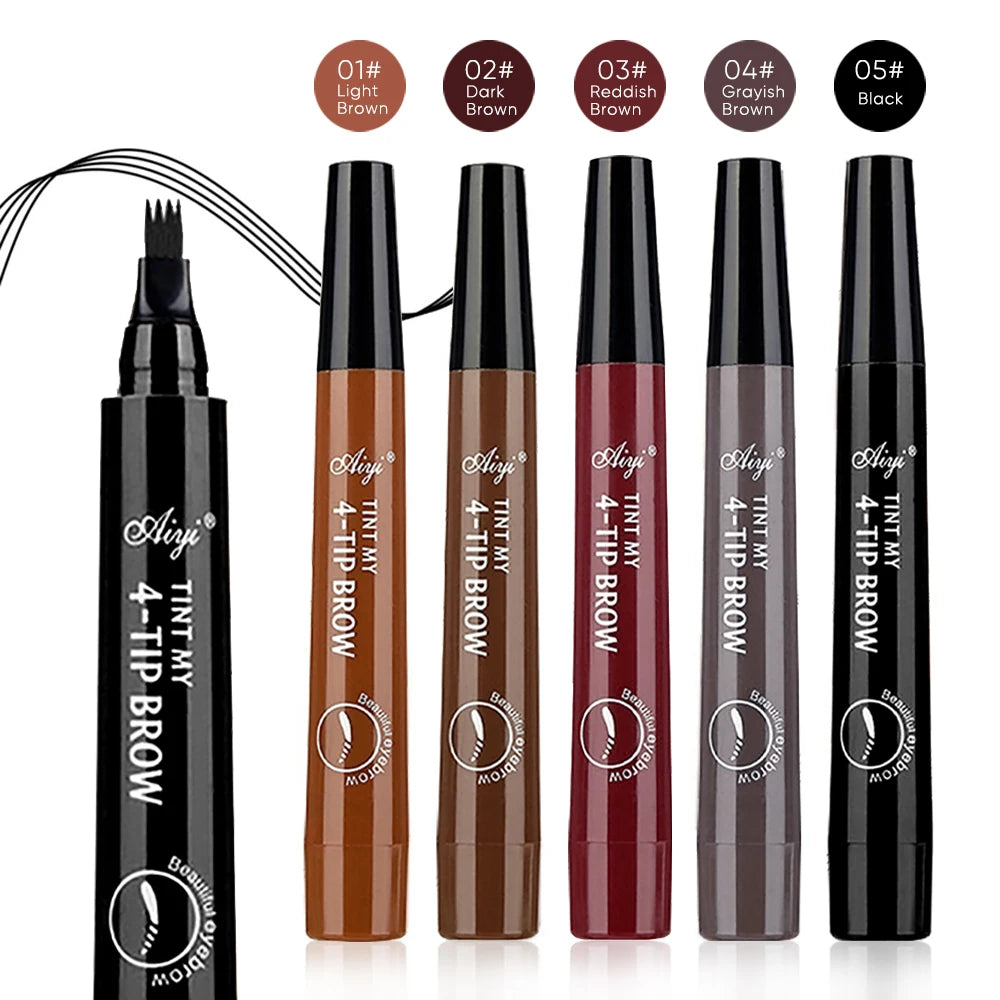 Waterproof 4-Tip Microblading Eyebrow Pencil – Natural Brow Makeup (5 Colors)