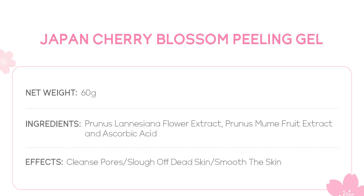 Cherry Blossom Peeling Gel – 60g Facial Exfoliator & Moisturizing Cleanser