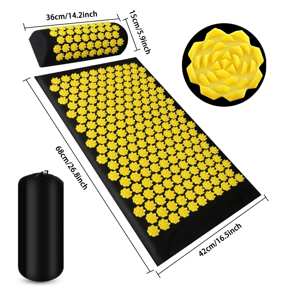 Acupressure Yoga Mat & Pillow Set – Full Body Spike Massage for Pain Relief & Relaxation