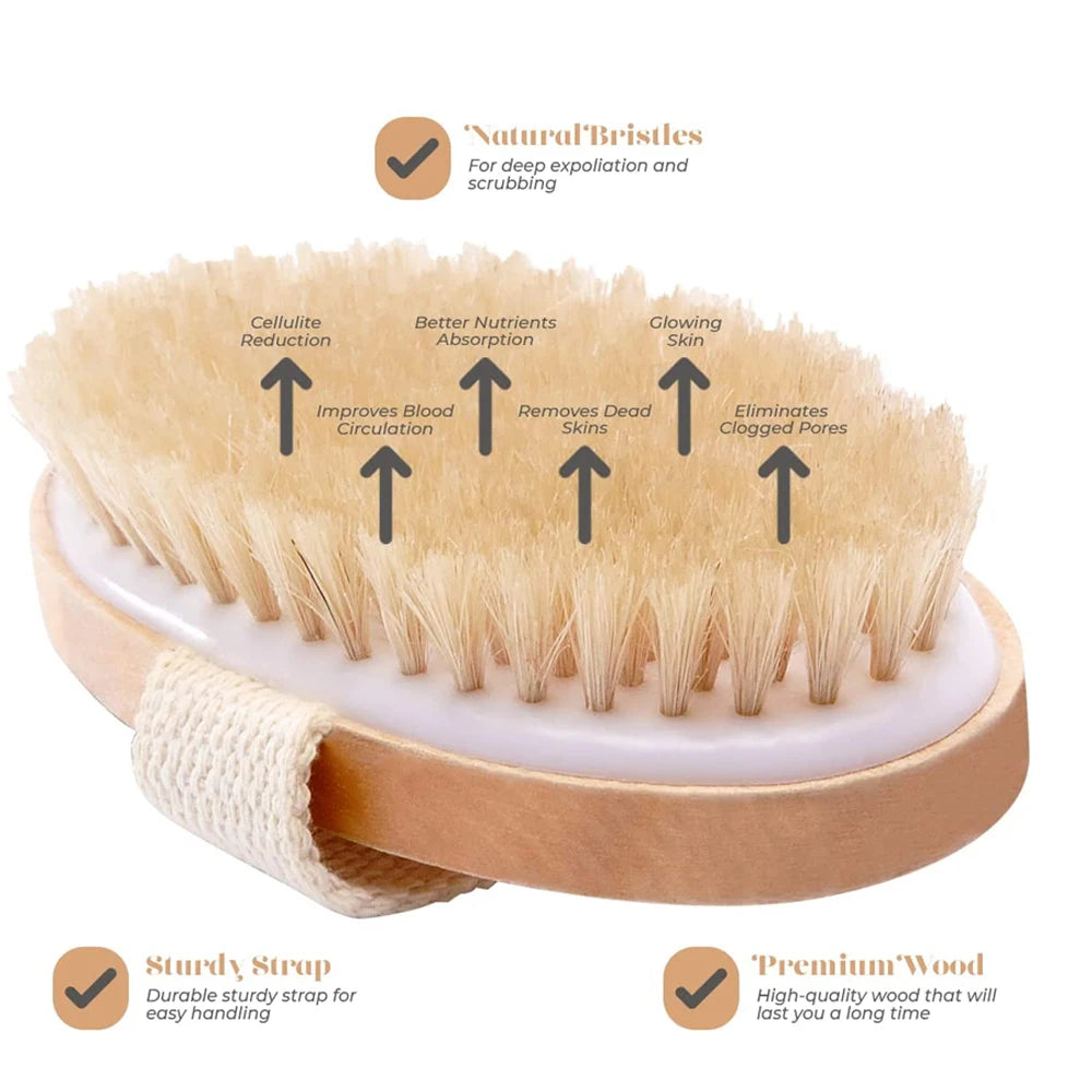 Exfoliating Wooden Body Brush with Natural Bristles