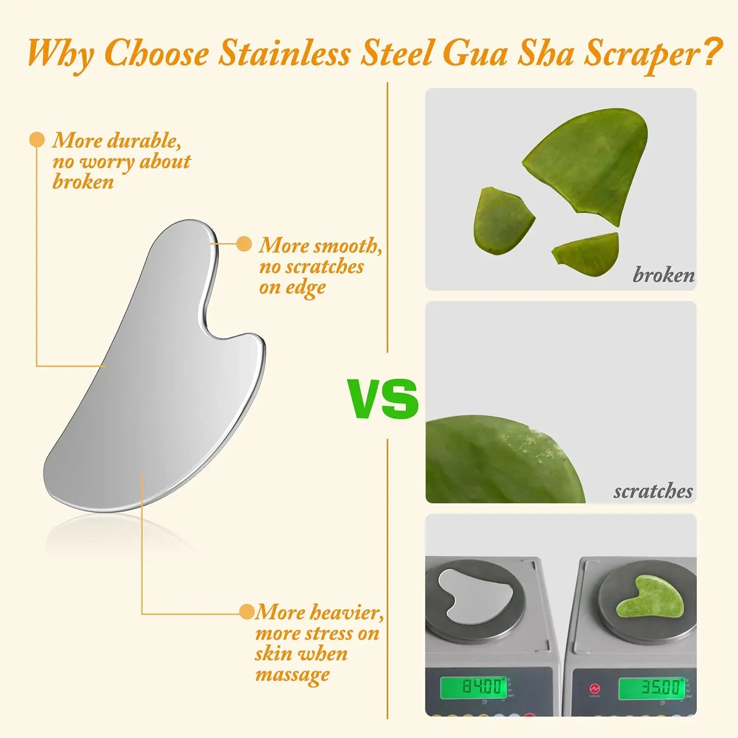 Stainless Steel Gua Sha Scraper – Face & Body Massage Tool