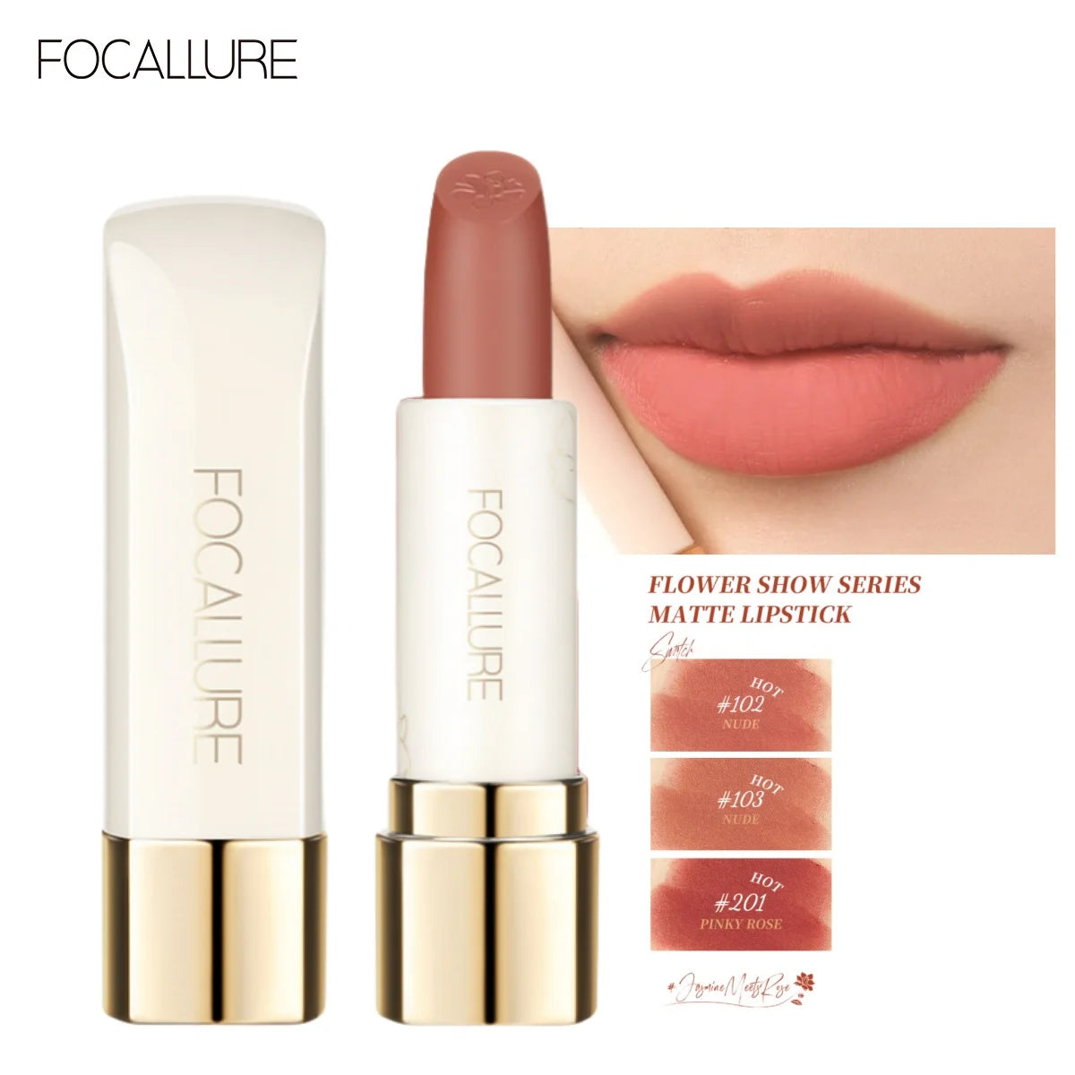 FOCALLURE 16 Shades Matte Lipstick Set – Waterproof, High-Pigment, Natural Finish:
