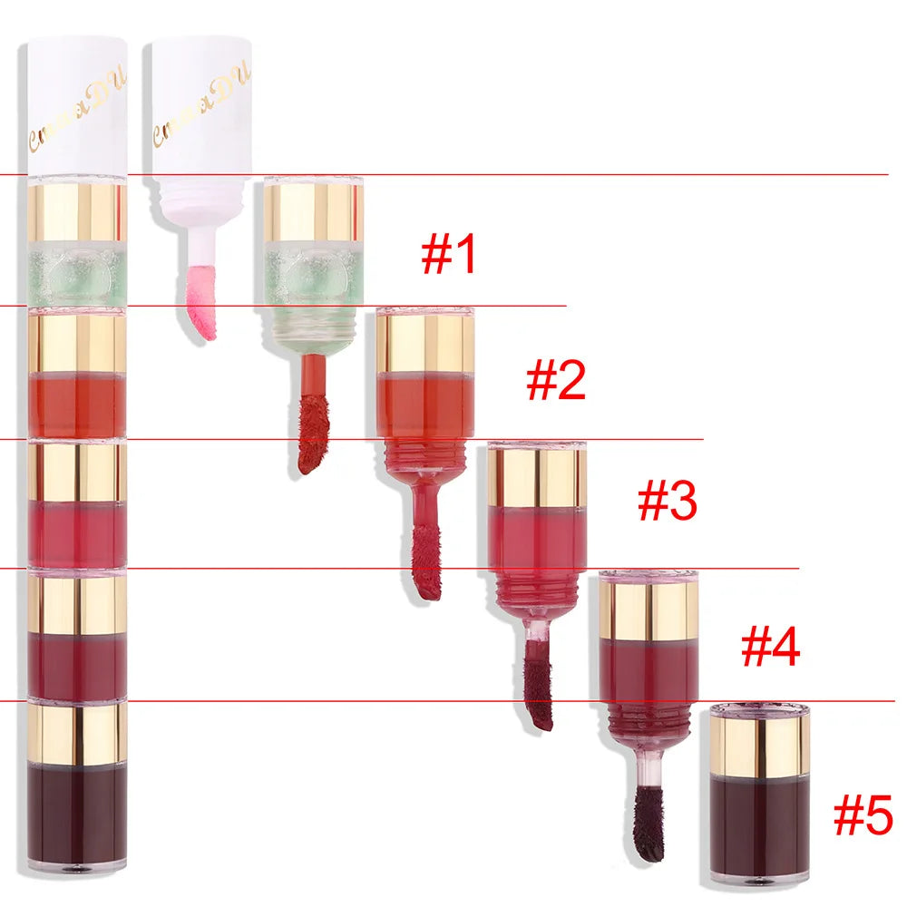 5-in-1 Matte Lipstick Set – Velvet Lip Tint & Gloss Combo