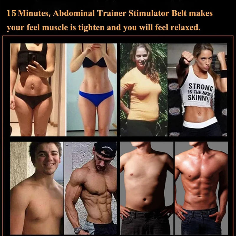 USB Rechargeable EMS ABS Stimulator – Vibration Muscle Trainer for Home Fitness