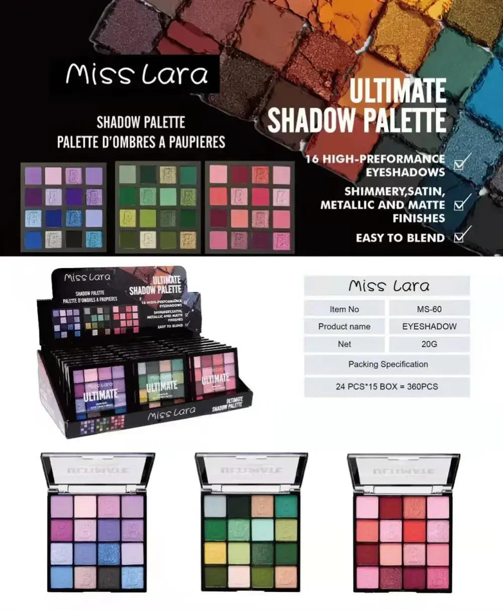 16-Color Matte & Shimmer Eyeshadow Palette – High-Pigment & Waterproof