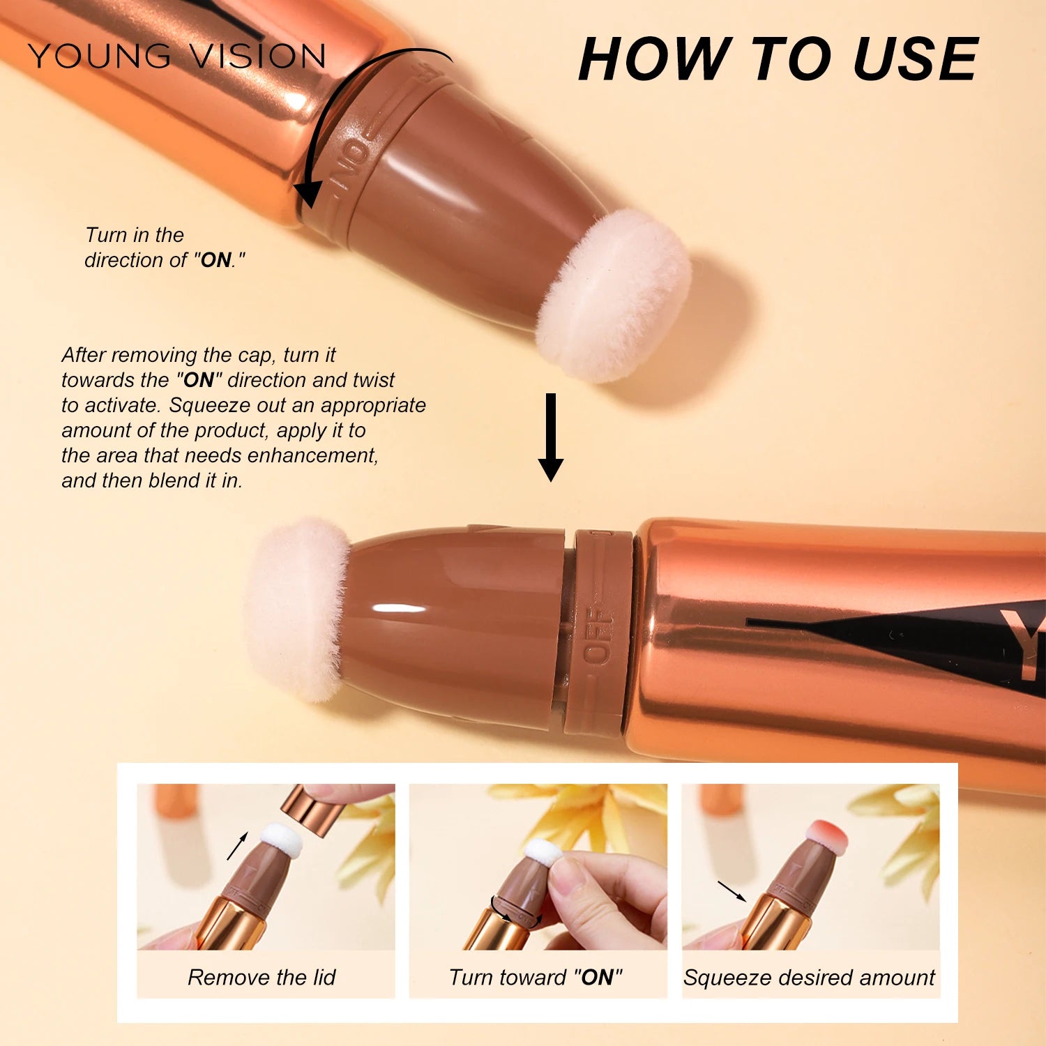 YOUNG VISION Air Cushion Blusher – 6-Color Liquid High Gloss Rouge Stick