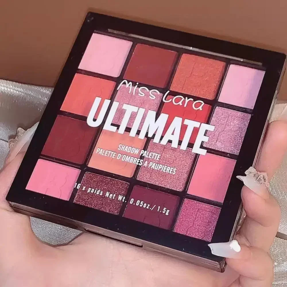 16-Color Matte & Shimmer Eyeshadow Palette – High-Pigment & Waterproof