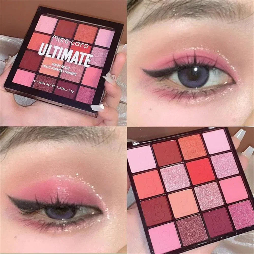 16-Color Matte & Shimmer Eyeshadow Palette – High-Pigment & Waterproof