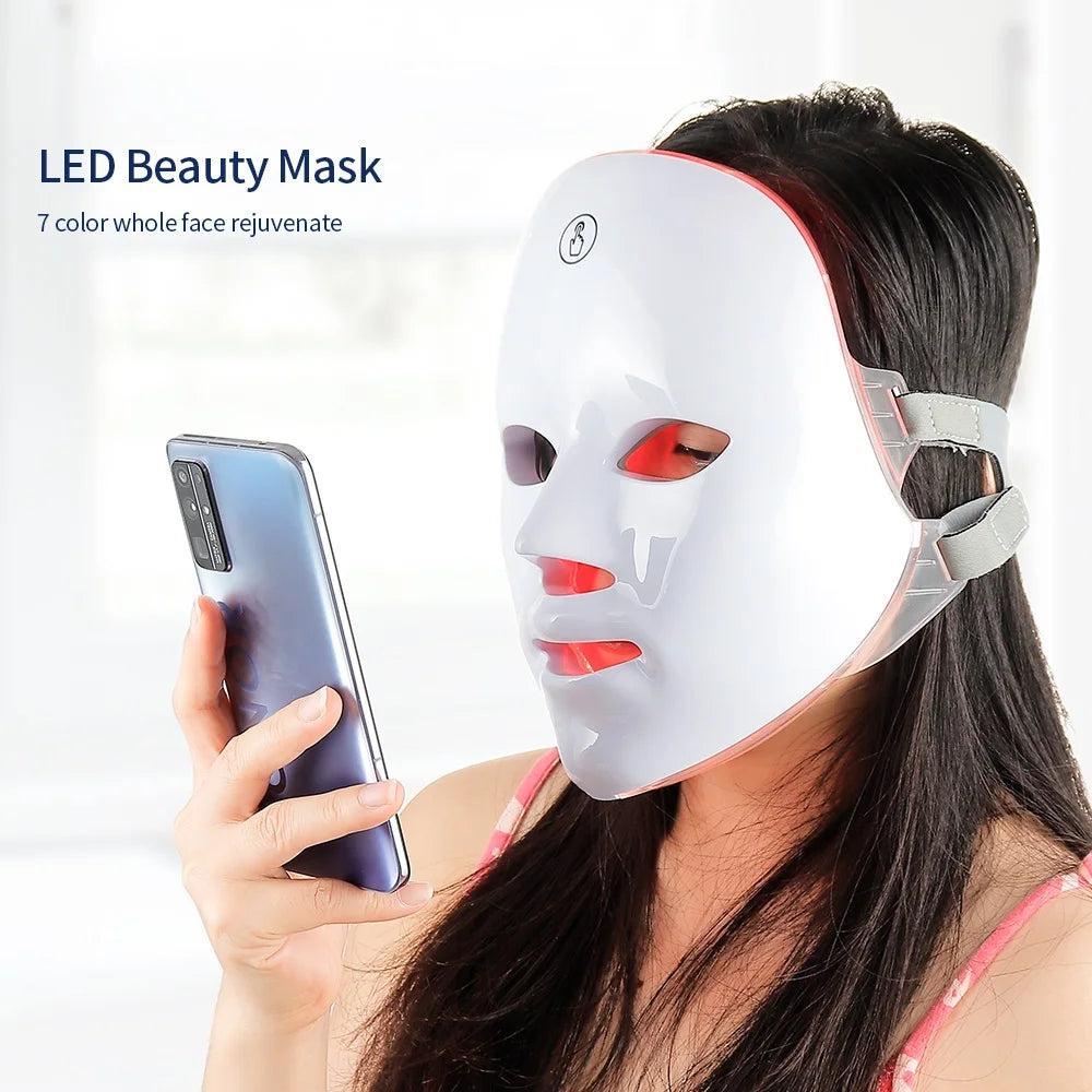 Rechargeable 7-Color LED Facial Mask – Skin Rejuvenation & Acne Treatment