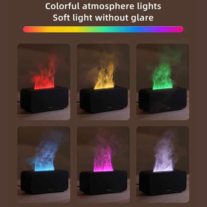 Flame Effect Aromatherapy Diffuser – Mini LED Humidifier with Timer