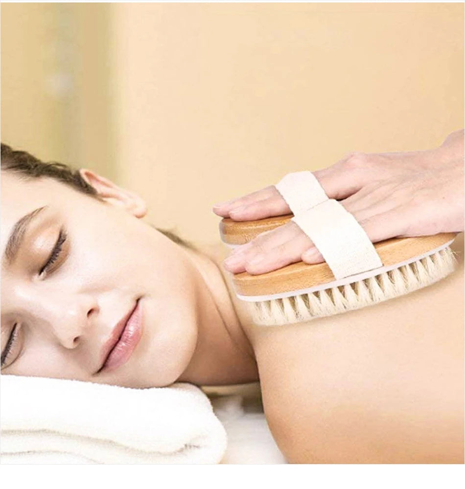 Exfoliating Wooden Body Brush with Natural Bristles