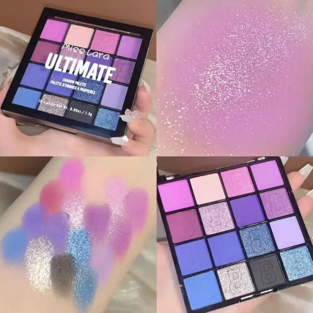 16-Color Matte & Shimmer Eyeshadow Palette – High-Pigment & Waterproof