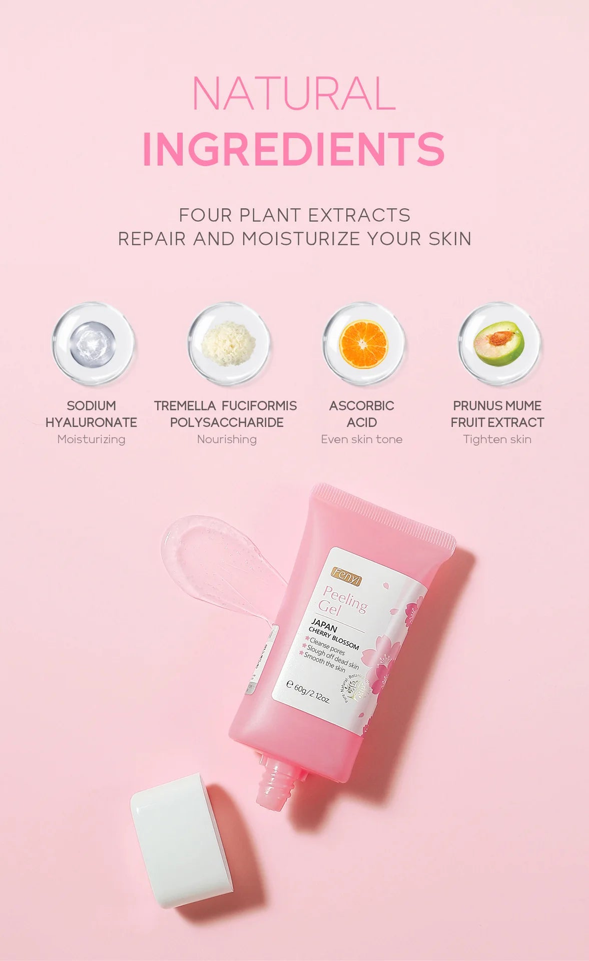 Cherry Blossom Peeling Gel – 60g Facial Exfoliator & Moisturizing Cleanser