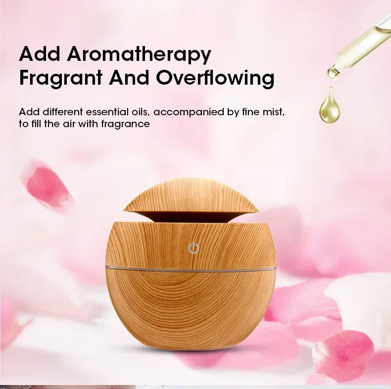 Mini Woodgrain USB Humidifier – Essential Oil Diffuser & Aromatherapy