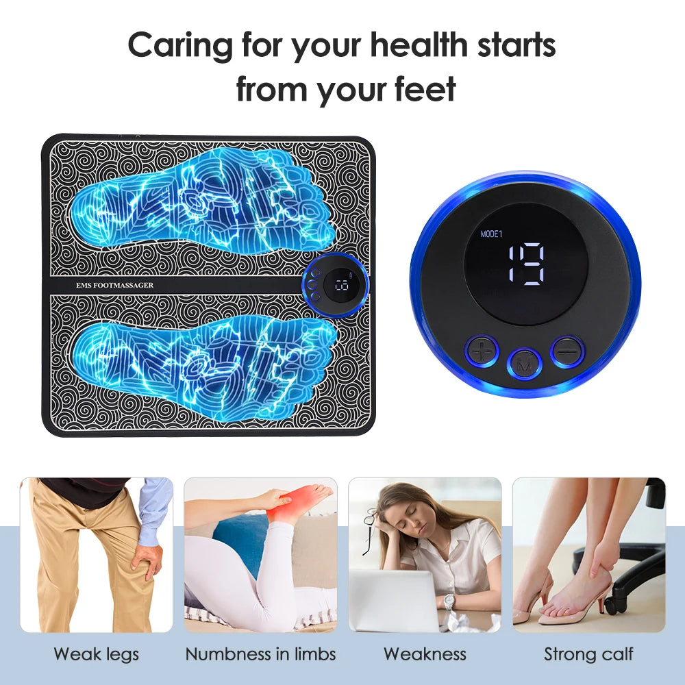 TENS Foot Massager Pad – EMS Pulse & Detox Therapy for Legs & Feet