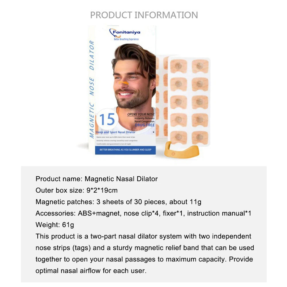 Sport Nasal Dilator Kit – Magnetic Nose Strips to Improve Breathing & Reduce Snoring