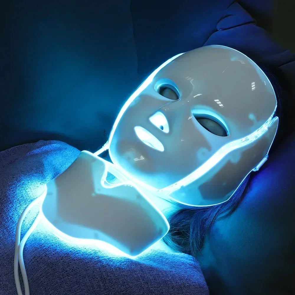 Foreverlily 7-Color LED Facial & Neck Mask – Skin Rejuvenation & Acne Therapy