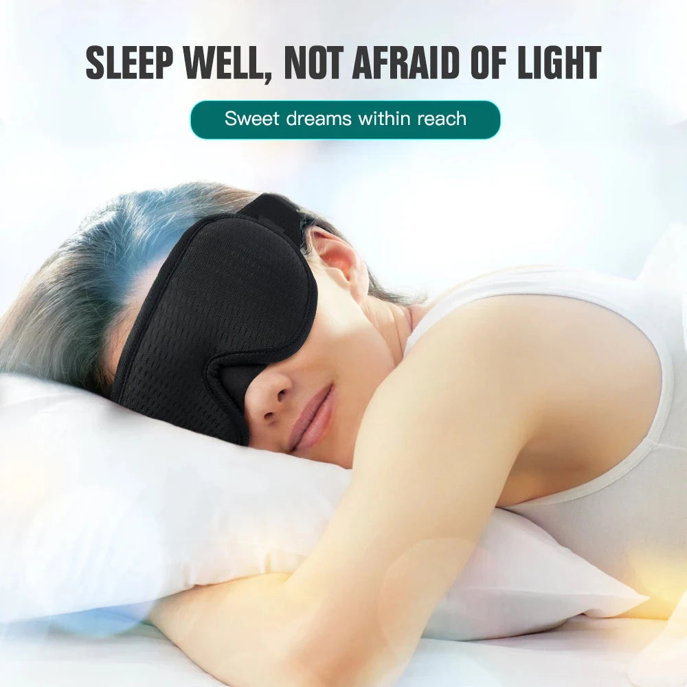 3D Contoured Sleep Mask – 100% Light-Blocking Eye Mask for Travel & Rest