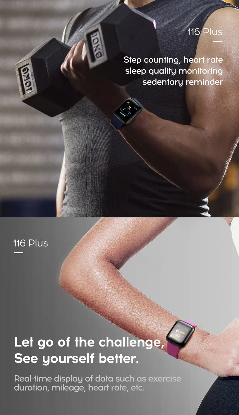 116 Plus Smart Watch – Fitness Tracker with Heart Rate Monitor & Waterproof Design