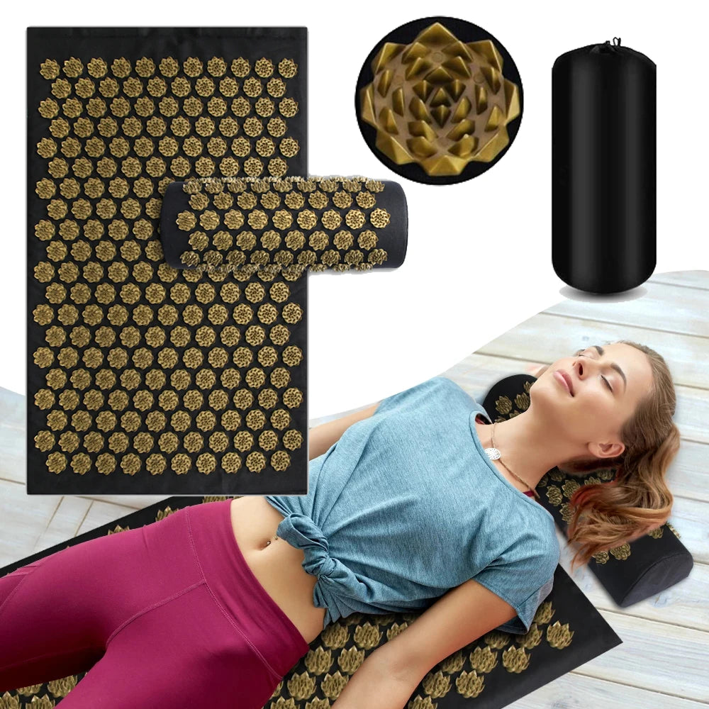 Acupressure Yoga Mat & Pillow Set – Full Body Spike Massage for Pain Relief & Relaxation