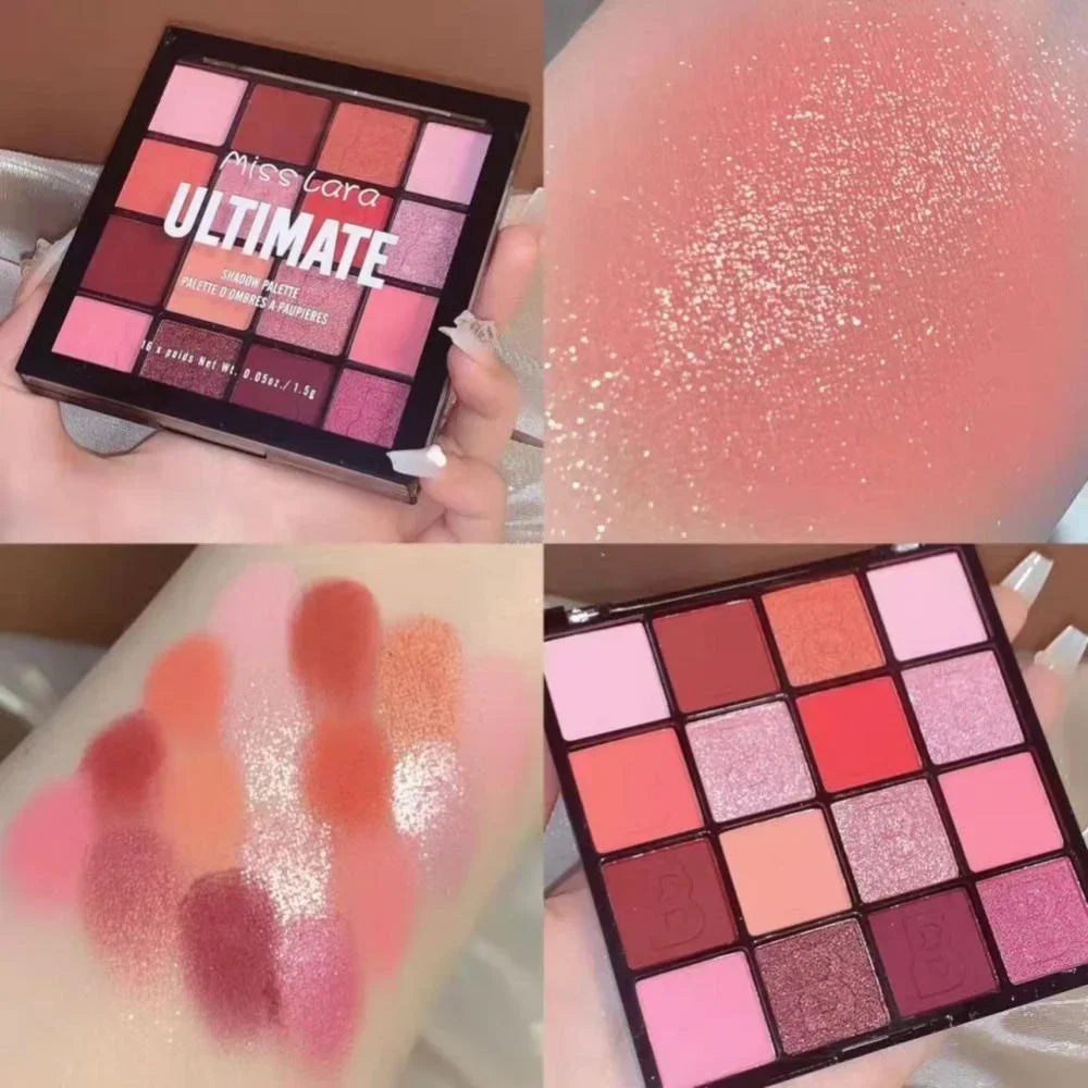 16-Color Matte & Shimmer Eyeshadow Palette – High-Pigment & Waterproof