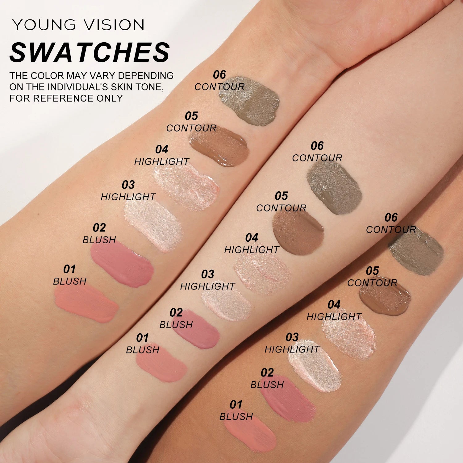 YOUNG VISION Air Cushion Blusher – 6-Color Liquid High Gloss Rouge Stick