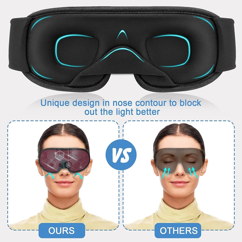 3D Contoured Sleep Mask – 100% Light-Blocking Eye Mask for Travel & Rest