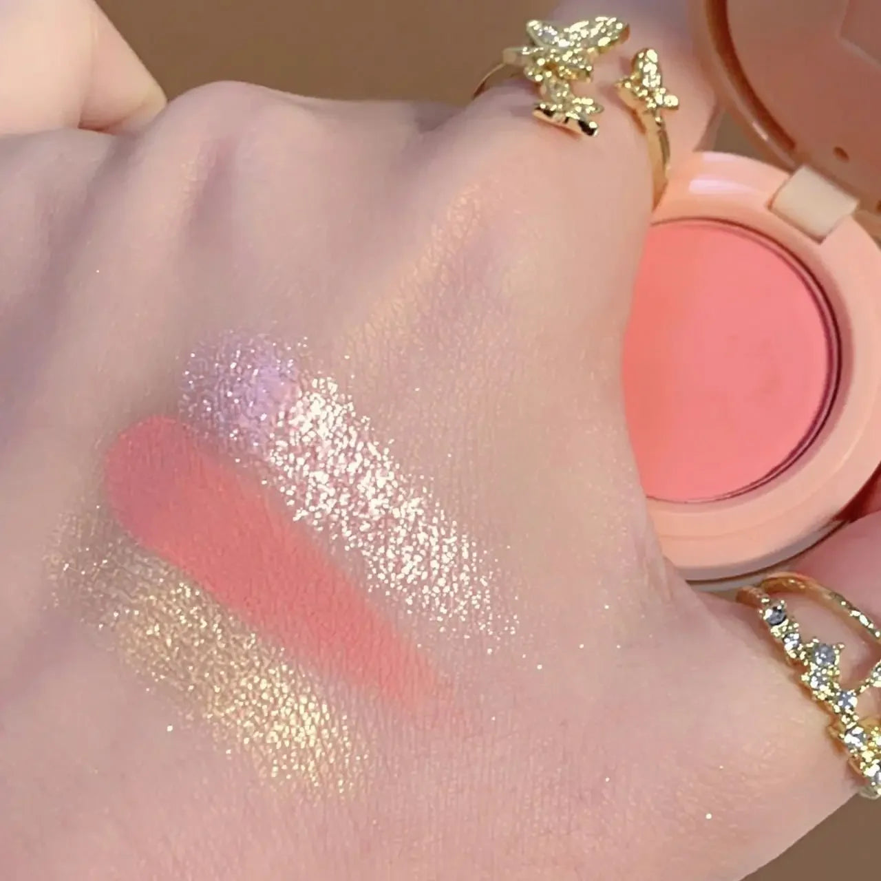 3-in-1 Blush & Highlighter Palette – Matte & Shimmer, Waterproof, Long-Lasting3