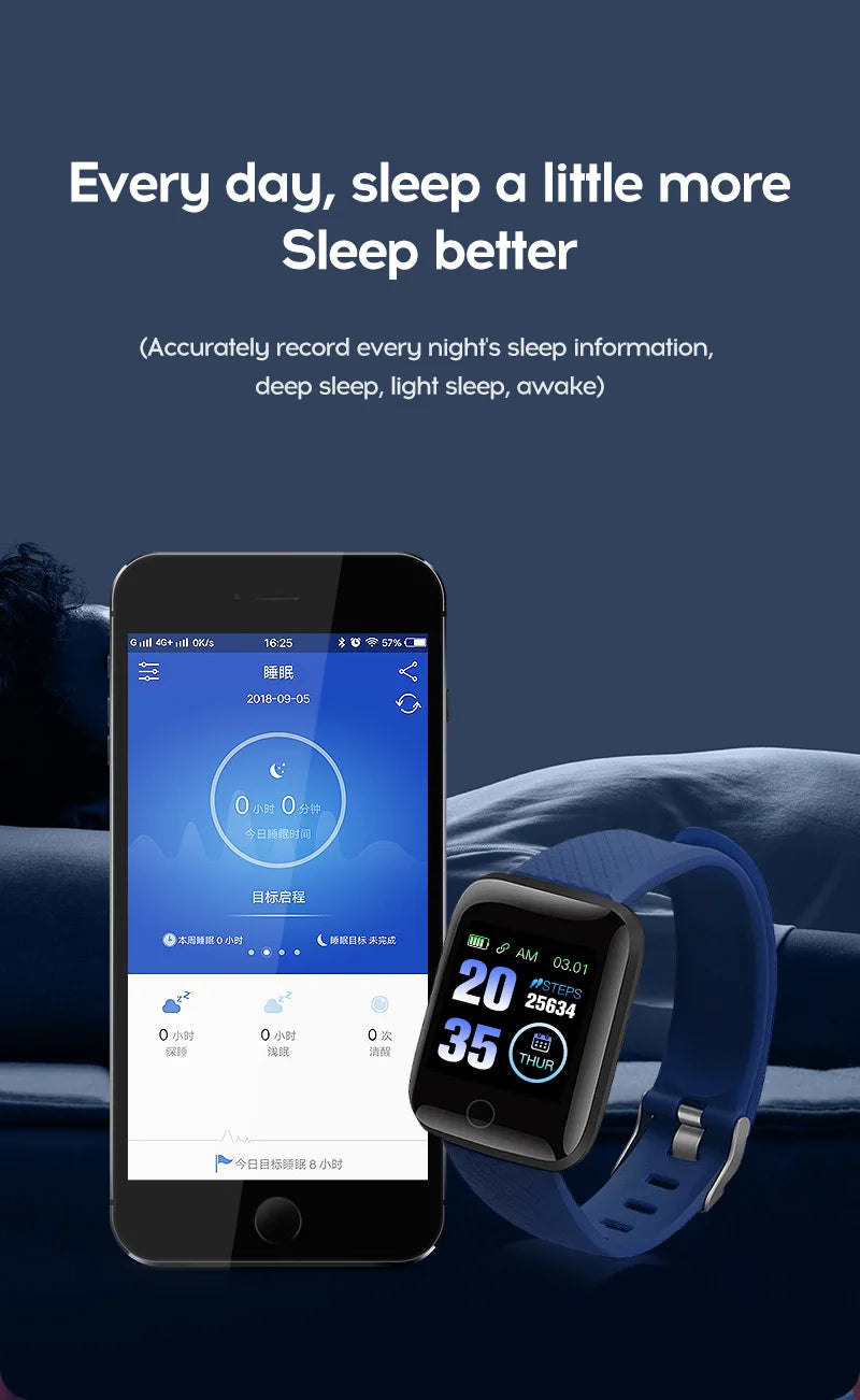 116 Plus Smart Watch – Fitness Tracker with Heart Rate Monitor & Waterproof Design