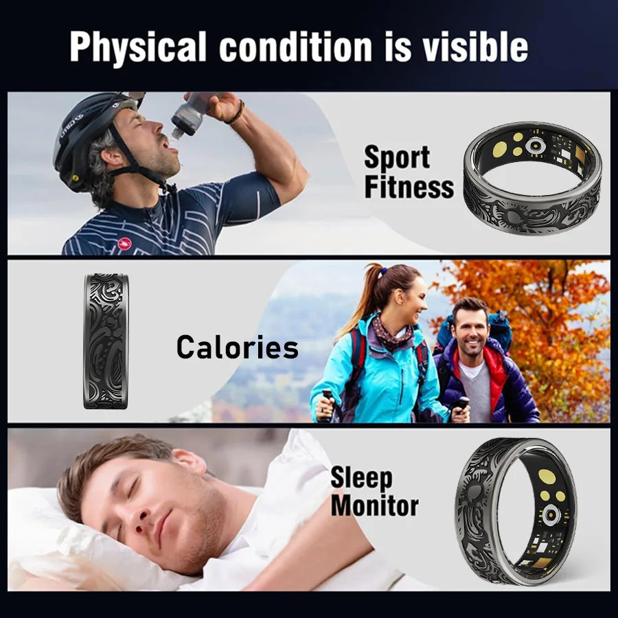 Smart Ring Heart Rate & Oximeter Monitor – IP68, Multi-Sport for Android & iOS