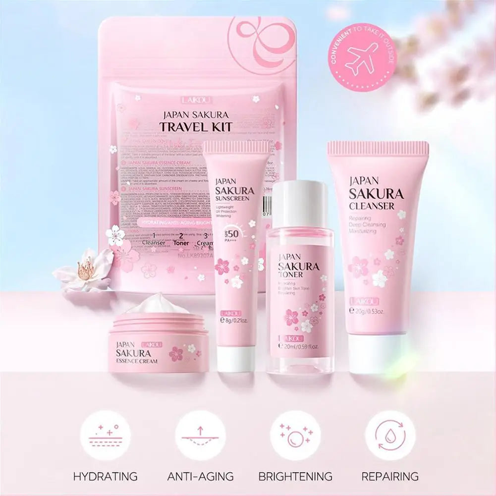 Sakura Skincare Gift Set – Cleanser, Serum, Eye Cream & Essence Kit