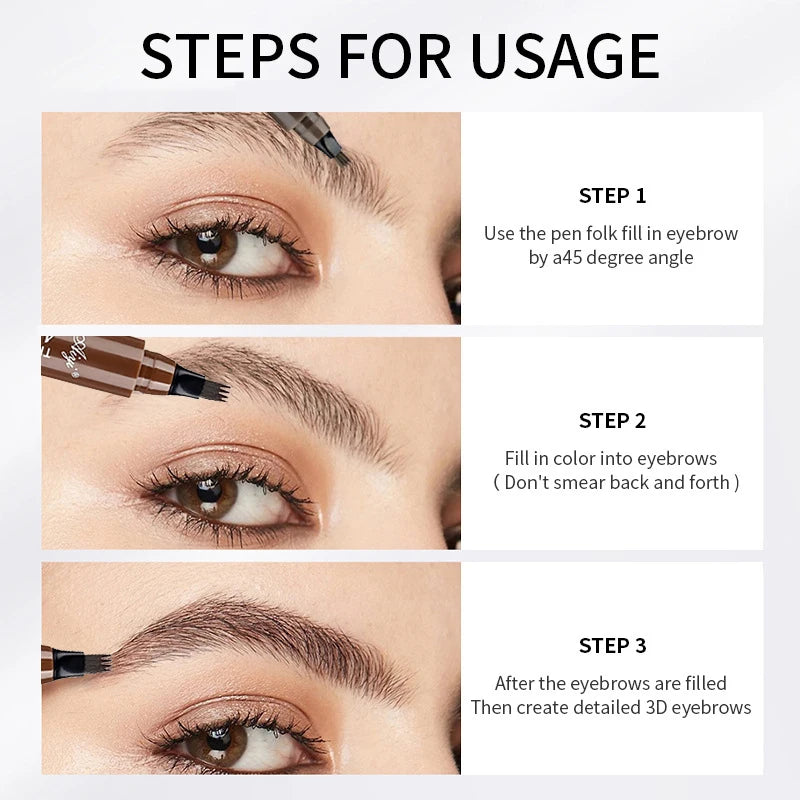 Waterproof 4-Tip Microblading Eyebrow Pencil – Natural Brow Makeup (5 Colors)