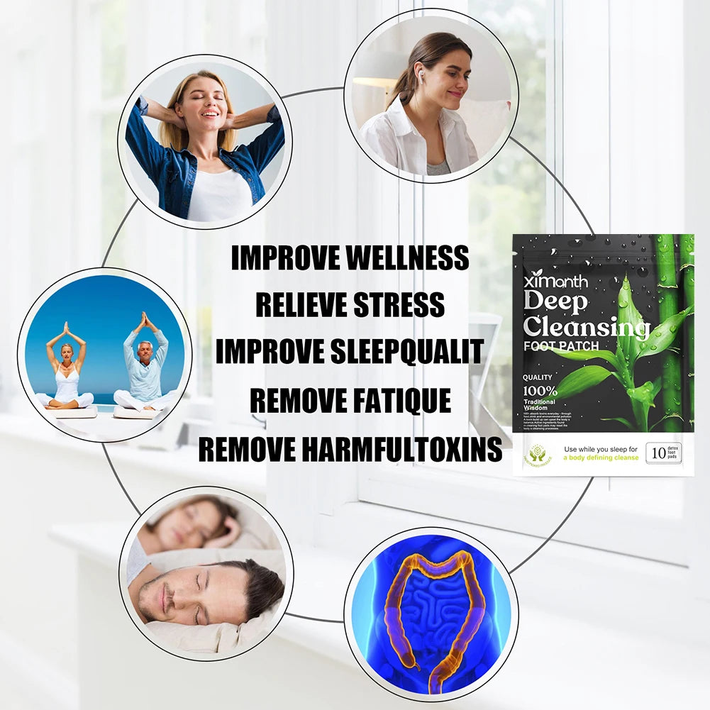 Natural Detox Foot Patches – Herbal Sleep & Stress Relief (10–50pcs)