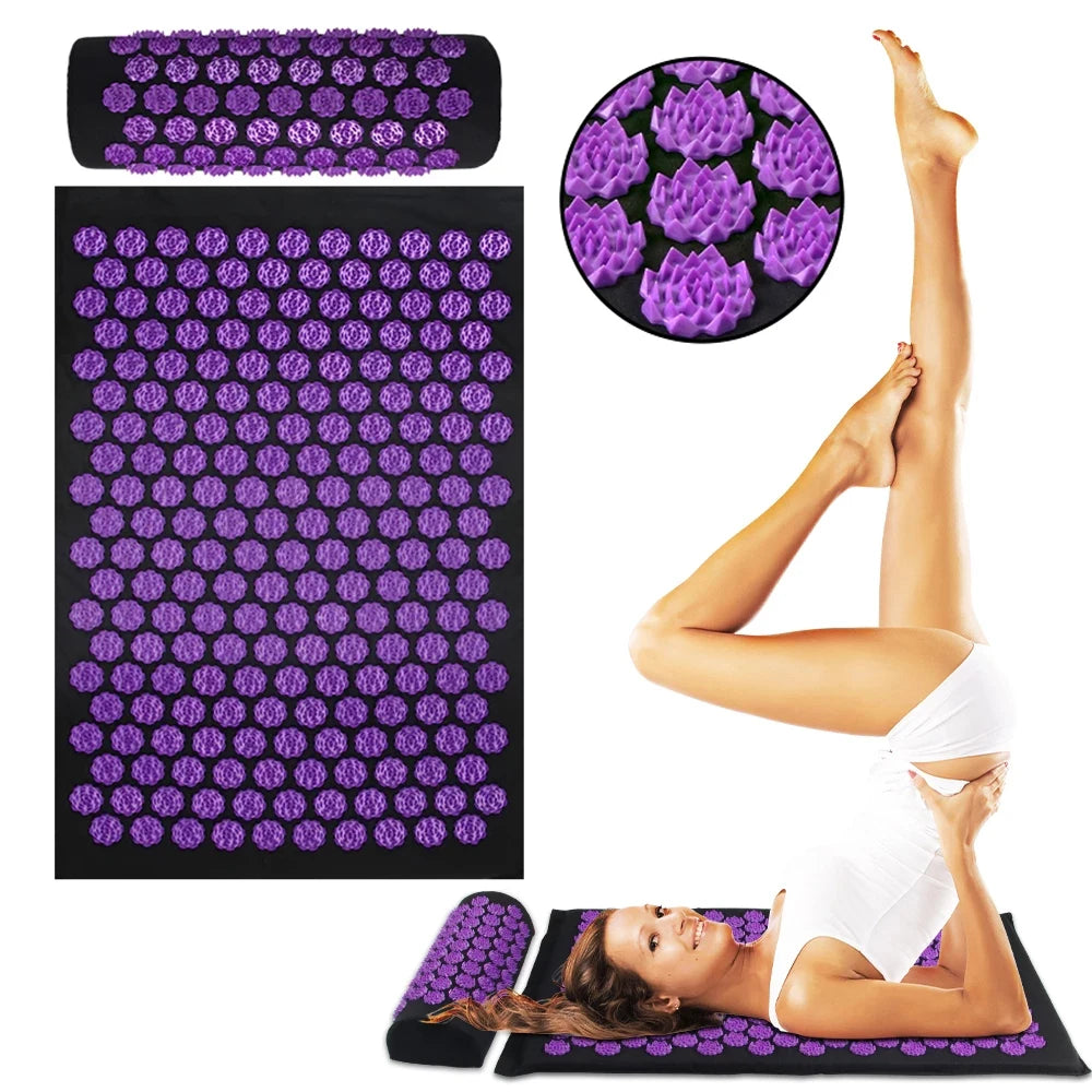 Acupressure Yoga Mat & Pillow Set – Full Body Spike Massage for Pain Relief & Relaxation